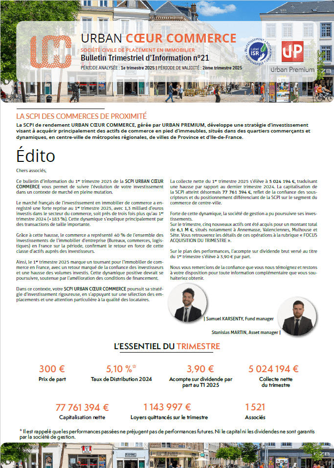 Urban Cœur Commerce Bulletin trimestriel T1 2025