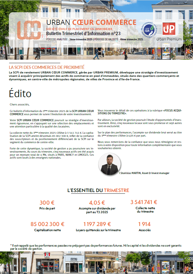 Urban Cœur Commerce Bulletin trimestriel T3 2025